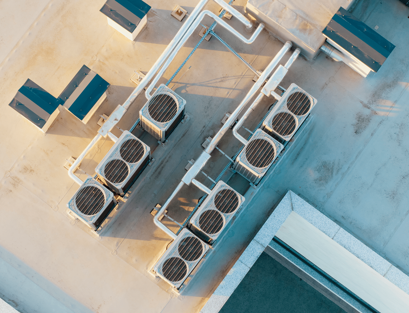 Aerial view of industrial air conditioners