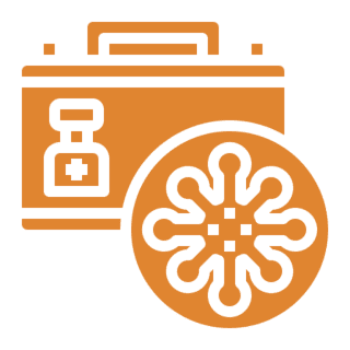 Medical kit and virus icon