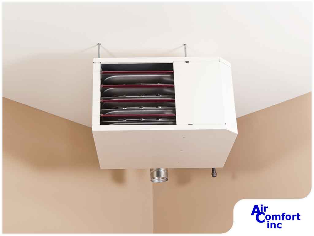 Industrial ceiling heater installation